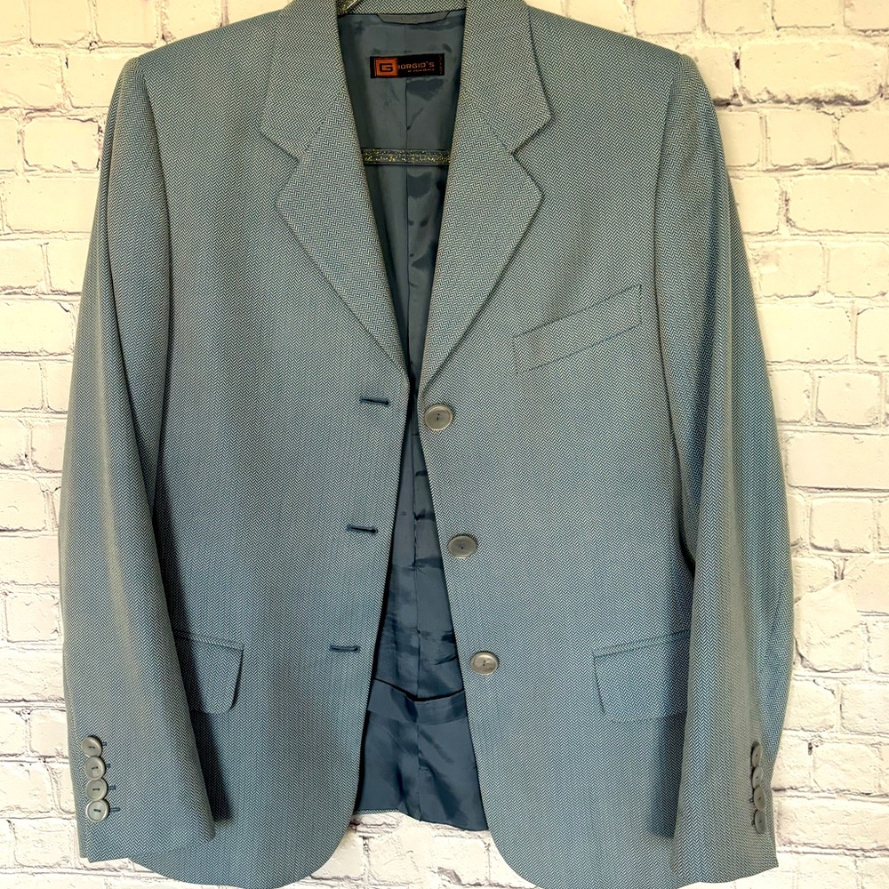 GIORGIO'S OF PALM BEACH Vintage Blue Chevron Pattern Fitted Blazer--EUC--8 - Picture 7 of 16